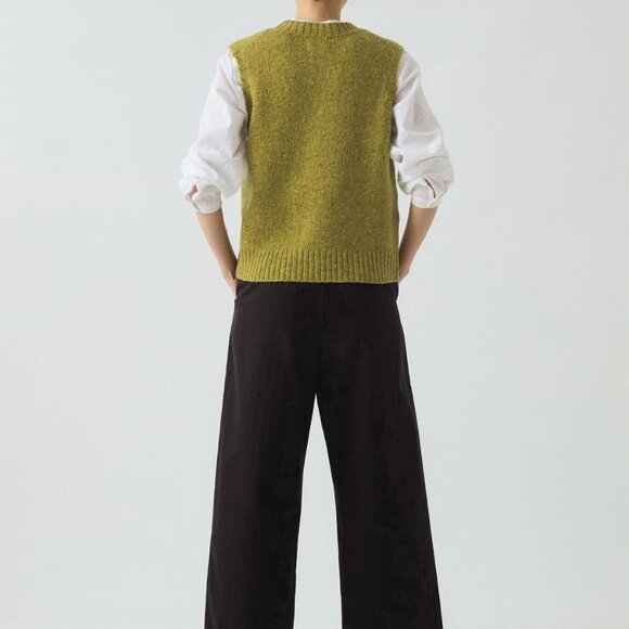 BRAND NEW TOAST Donegal Marino Knitted Tank crew neck pullover XXS lime avocado - Picture 3 of 5